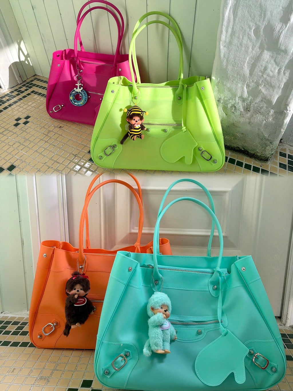 Four Color Jelly Boxy Women's Large Capacity Hard Tote Handbags
