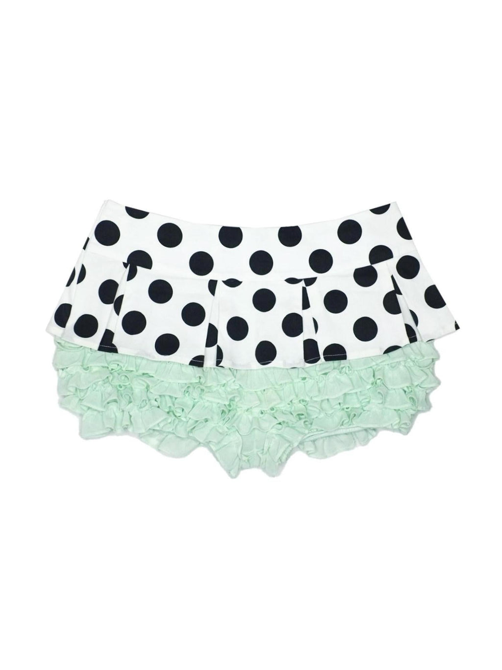 Mint Green Polka Dot Lace Faux Two Layer Stretch Women's Cotton Chino Shorts