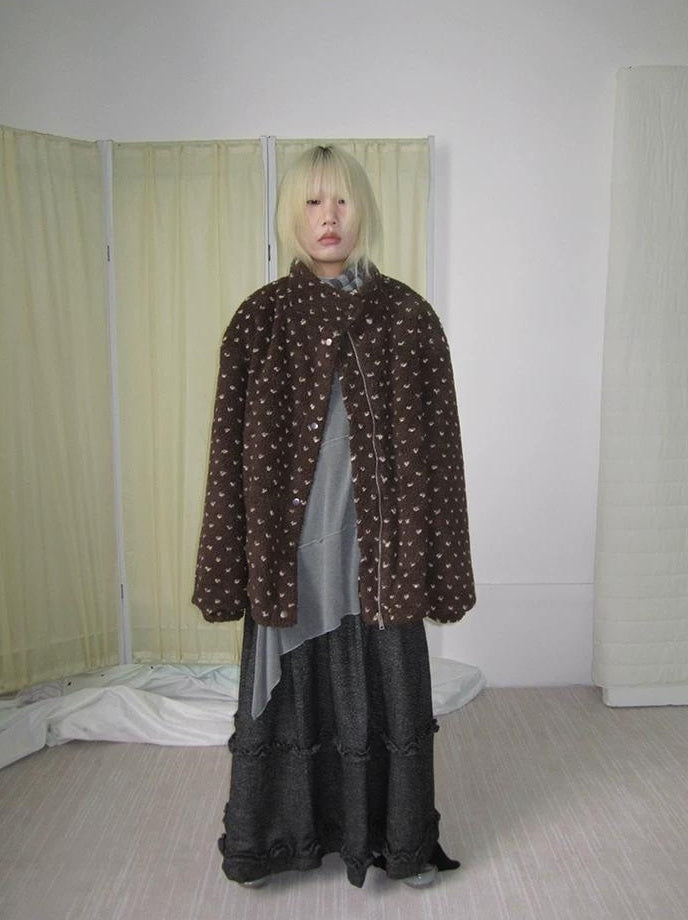 3months | POLKA DOT JACQUARD WOOL COAT【ID:TN00056】