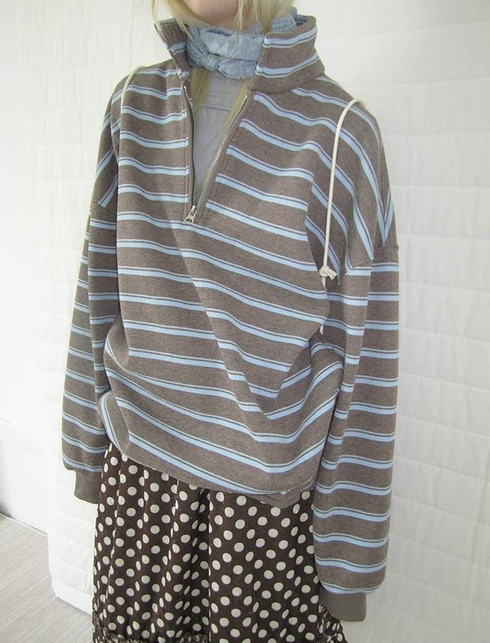 3months | RETRO STRIPED BOA SWEATER【ID:TN00065】