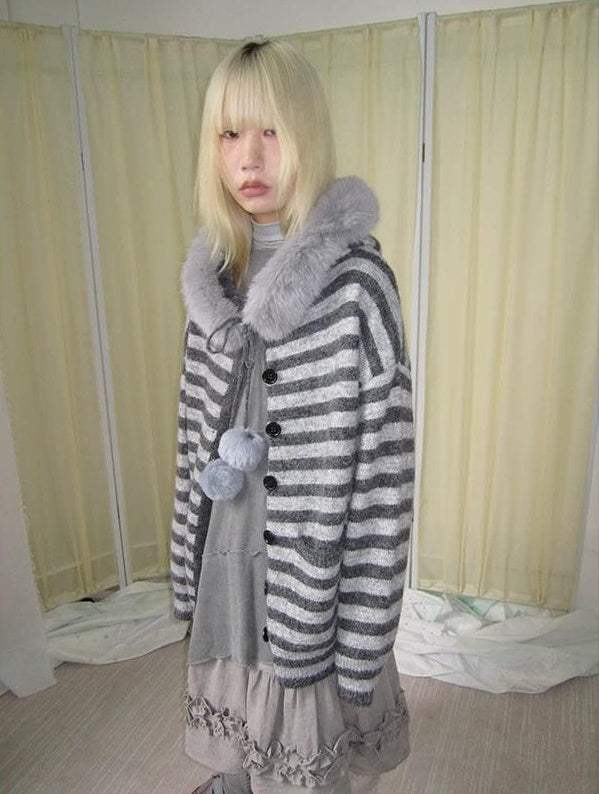 3months |  NICHE STRIPED CARDIGAN SWEATER【ID:TN00016】