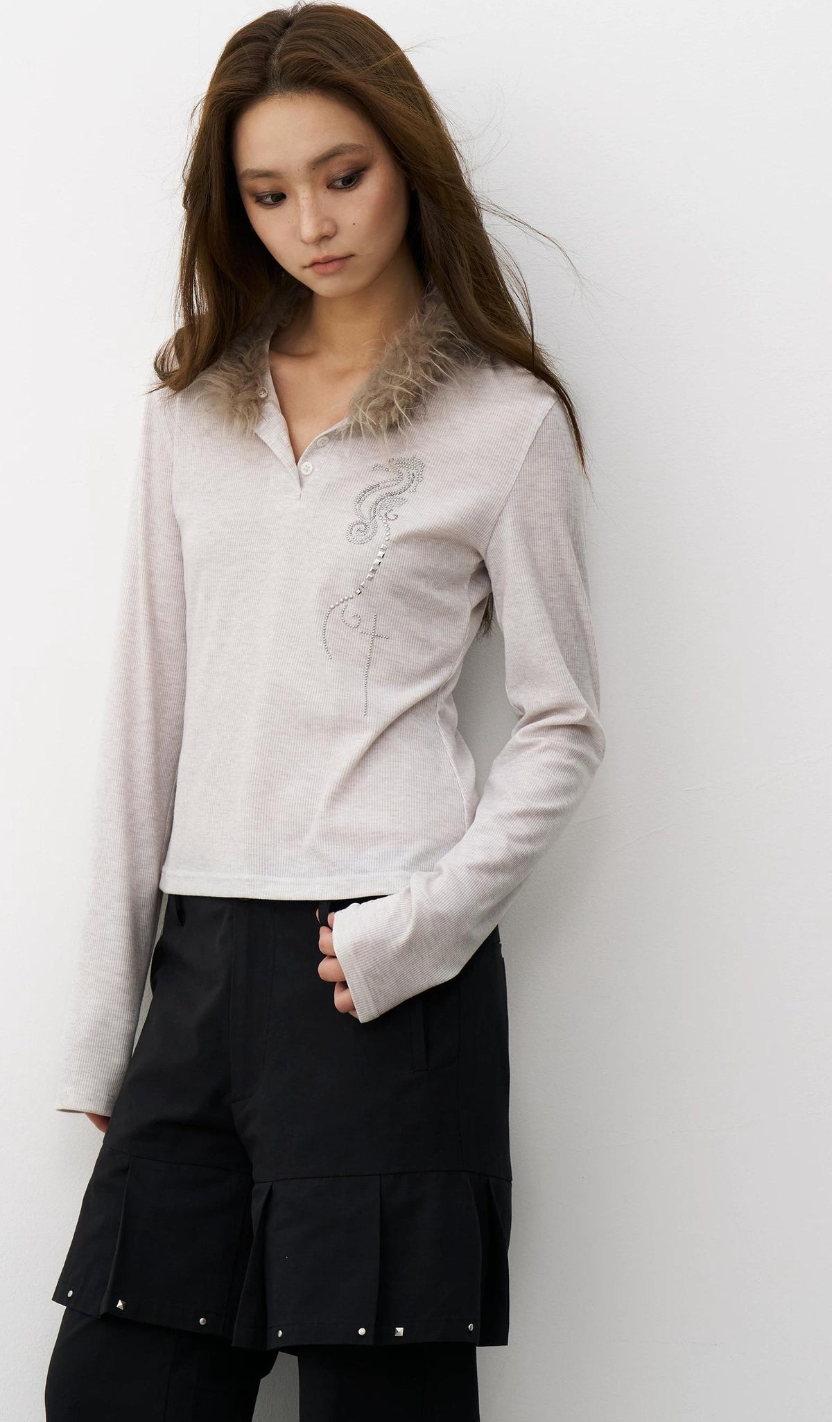 THELIGHT | VINTAGE HENLEY COLLAR TOP【ID:TN00103】