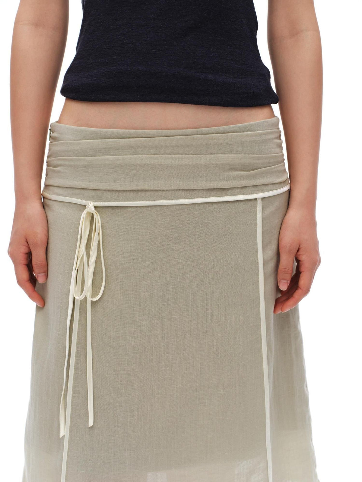 Airy Soft Pleated Women'S Lyocell Hemp Linen Blend A-Line Skirts