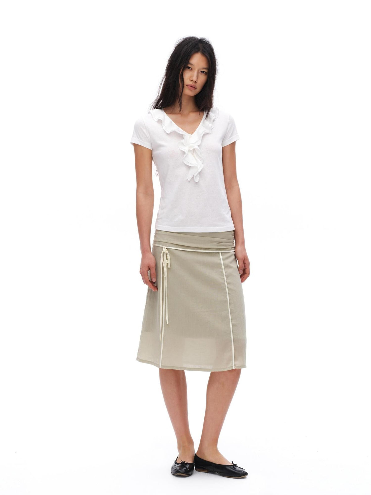 Airy Soft Pleated Women'S Lyocell Hemp Linen Blend A-Line Skirts