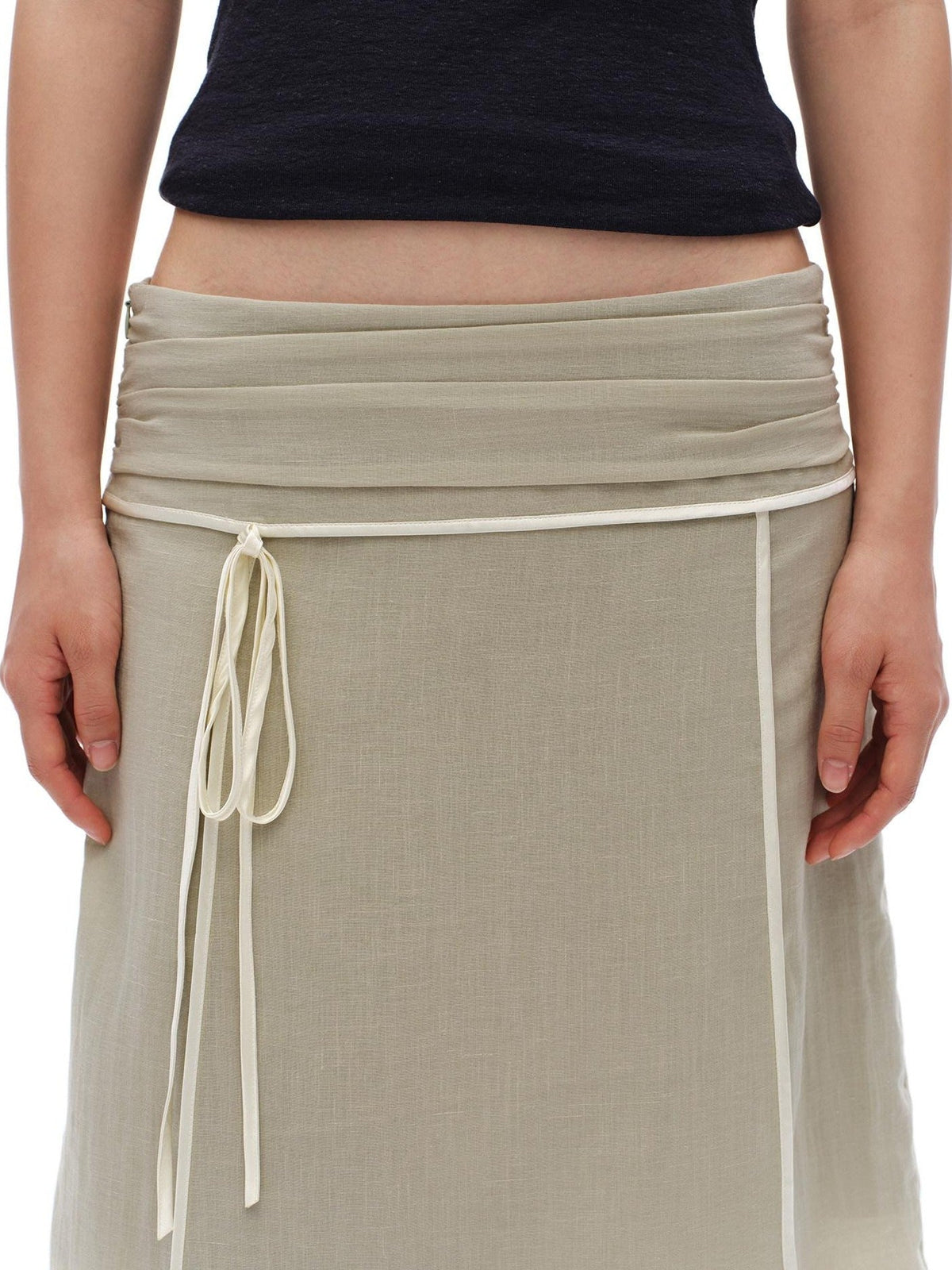 Airy Soft Pleated Women'S Lyocell Hemp Linen Blend A-Line Skirts