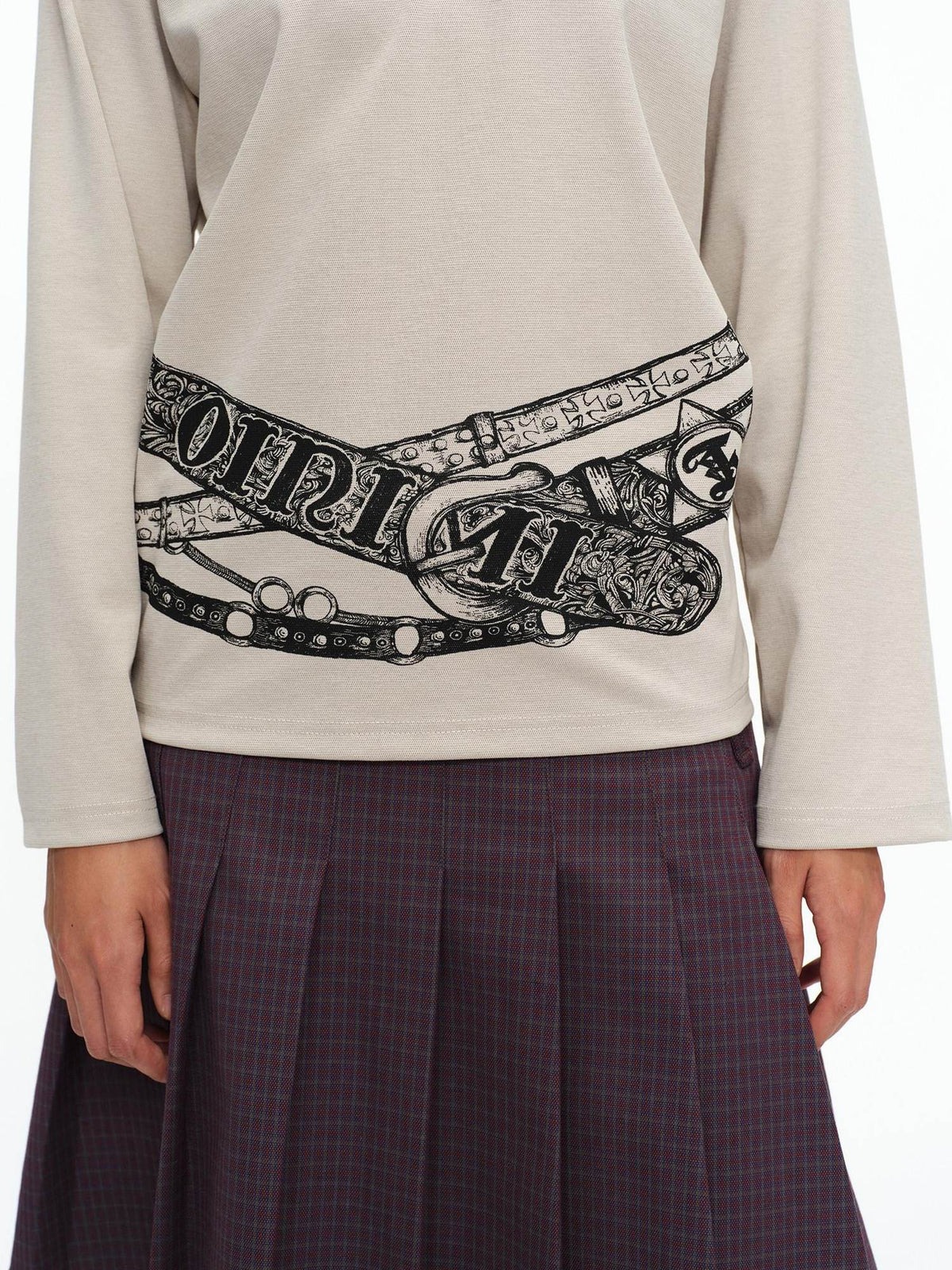 Breathable Casual Straight V-ceck Print Long Sleeve Unisex Poly Cotton T-Shirt