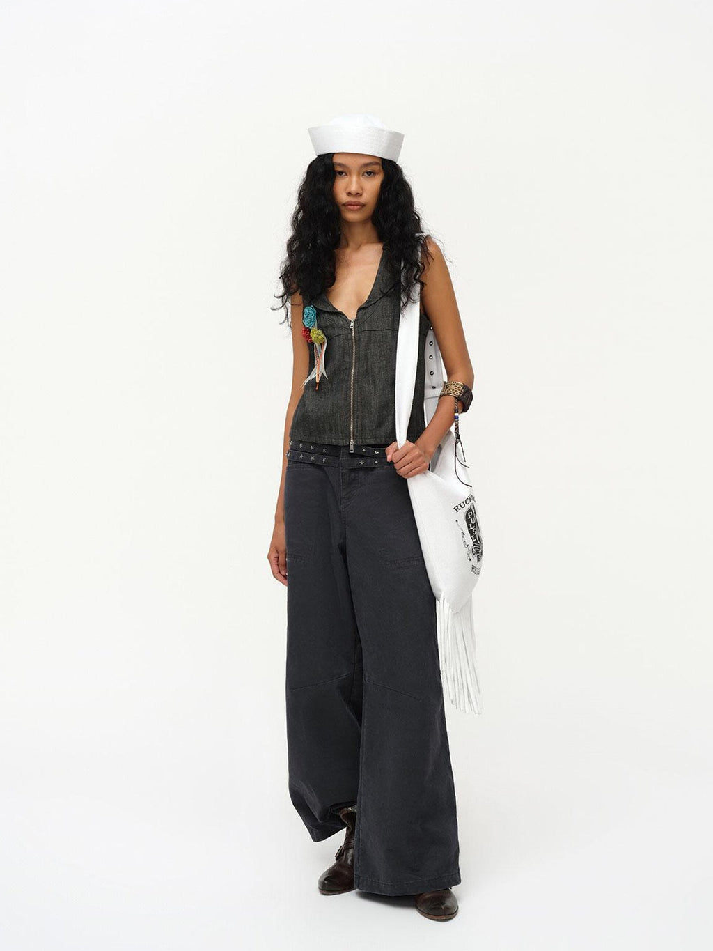 Cowboy Boot Print Fringe Crossbody Bag