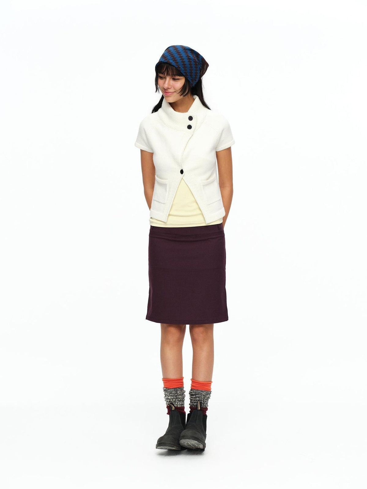 Cream Asymmetric Ribbed Stand Collar Layering Women's Acrylic Boleros & Shrugs