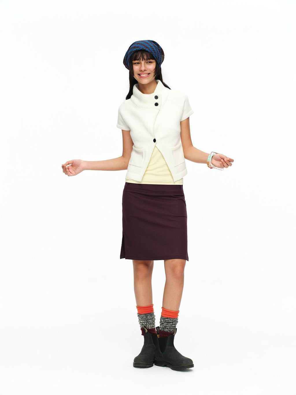 Cream Asymmetric Ribbed Stand Collar Layering Women's Acrylic Boleros & Shrugs