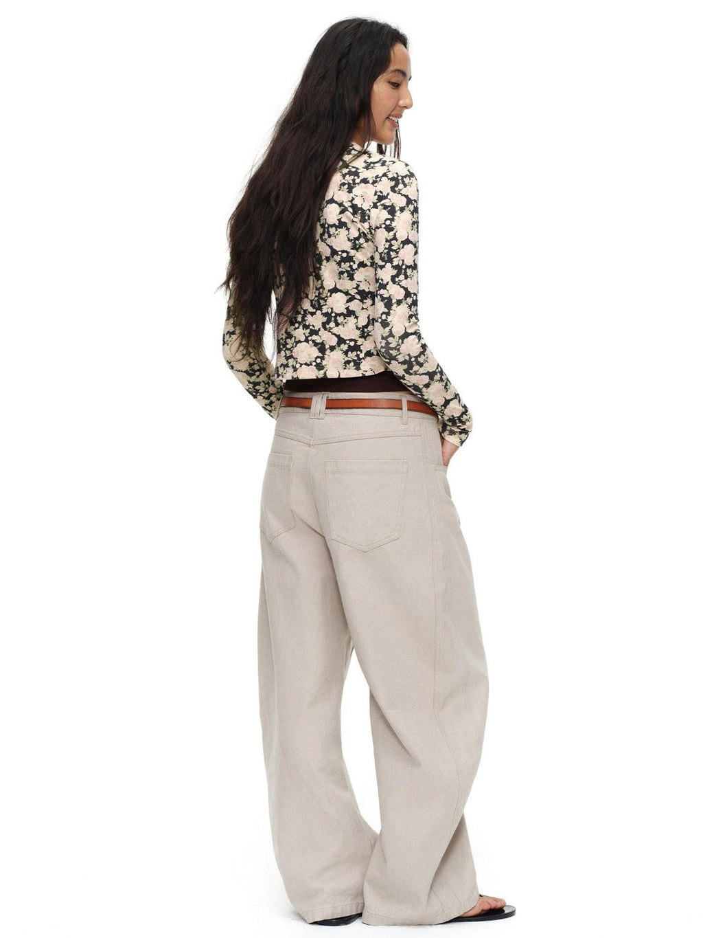 Cropped Floral Print Fitted Round Neck Women'S Cotton Cardigans
