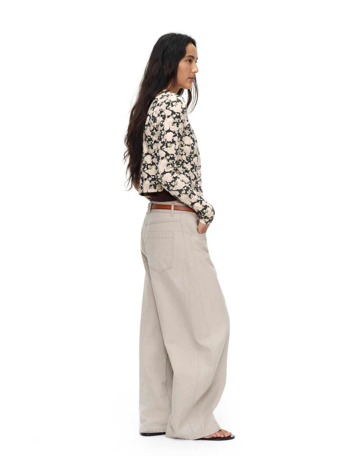 Cropped Floral Print Fitted Round Neck Women'S Cotton Cardigans