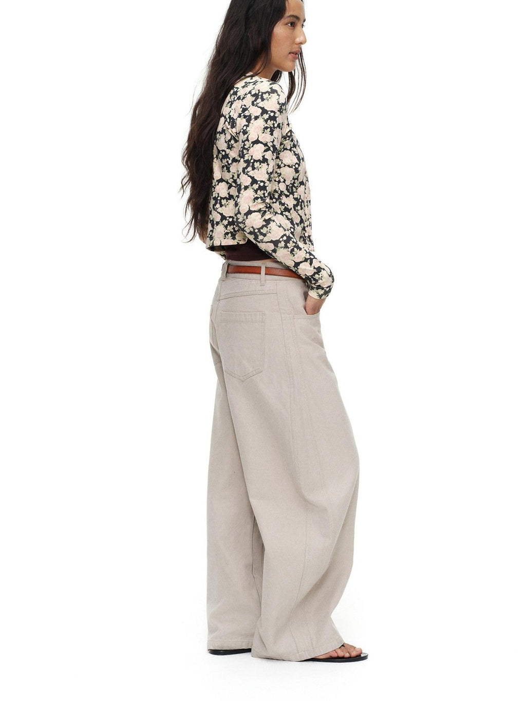 Cropped Floral Print Fitted Round Neck Women'S Cotton Cardigans
