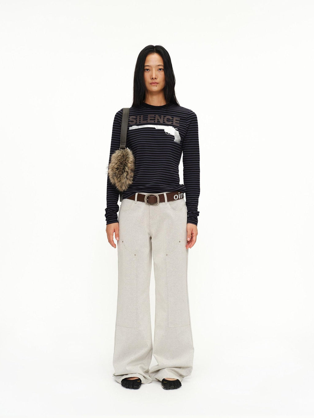 Faux Fur Belt Accent Vintage Pillow Single Strap Underarm Daily Youth Bag