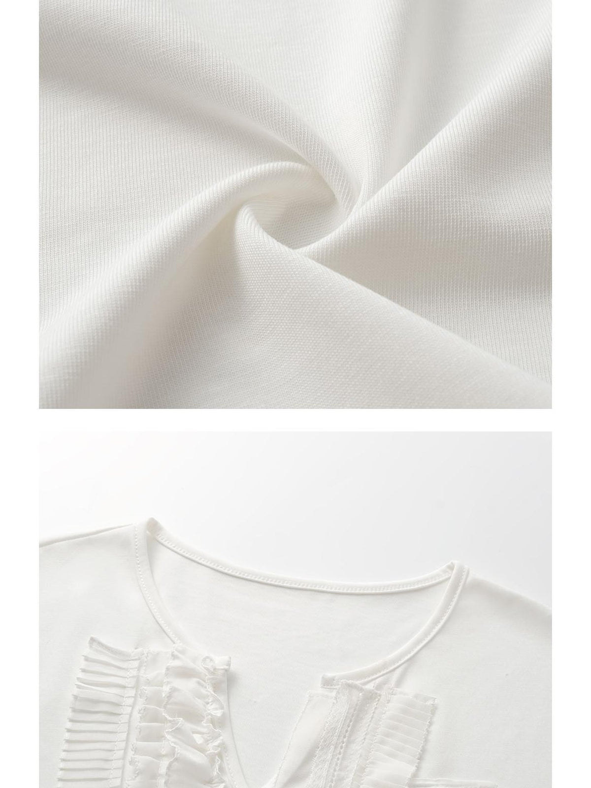 Frayed Lotus Lace Poet Tee French Pleat Long Sleeves