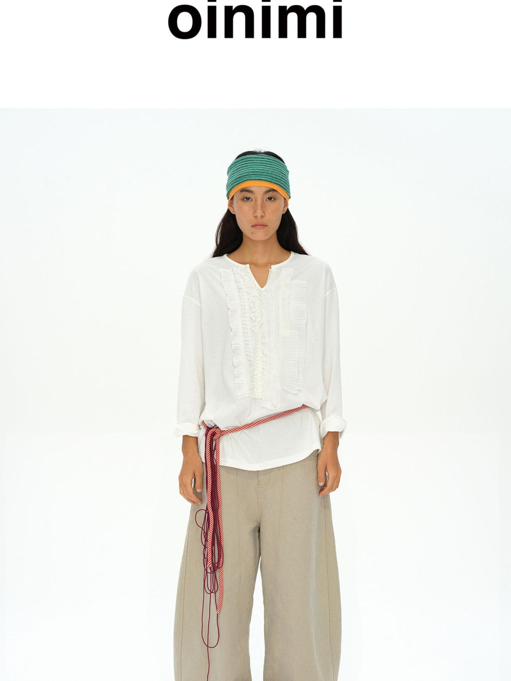 Frayed Lotus Lace Poet Tee French Pleat Long Sleeves