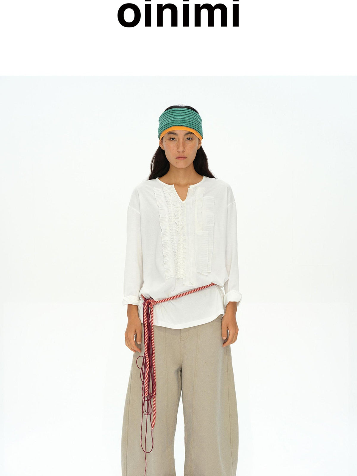 Frayed Lotus Lace Poet Tee French Pleat Long Sleeves