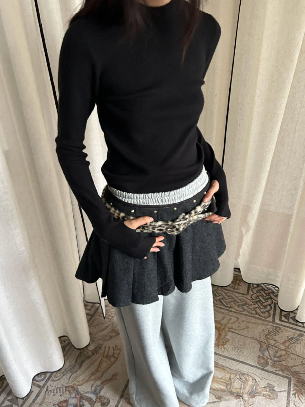 Leopard Print Gradient Faux Fur Belt