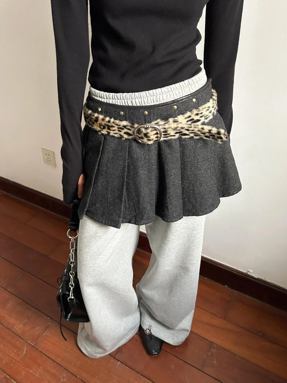 Leopard Print Gradient Faux Fur Belt