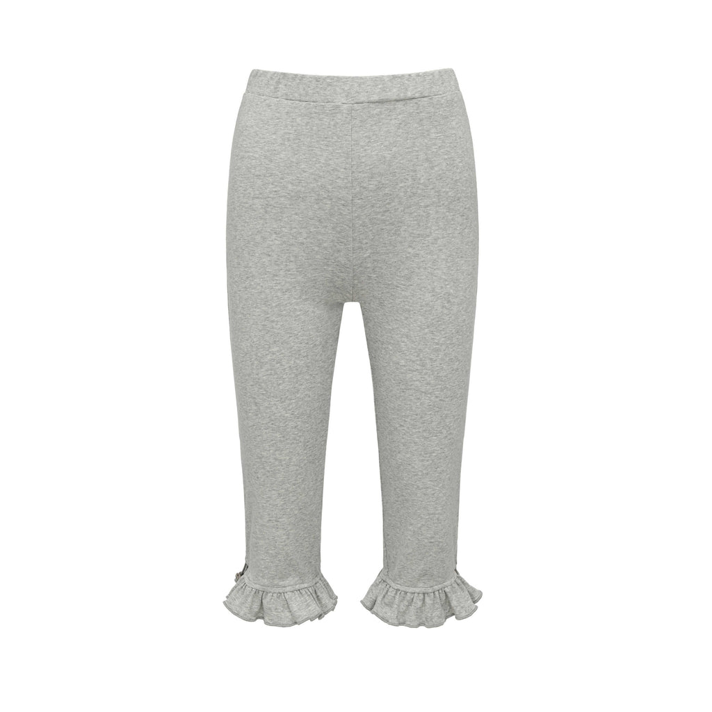 Light Heather Gray Ruffle Hem Slimming Layered Women'S Cotton Leggings