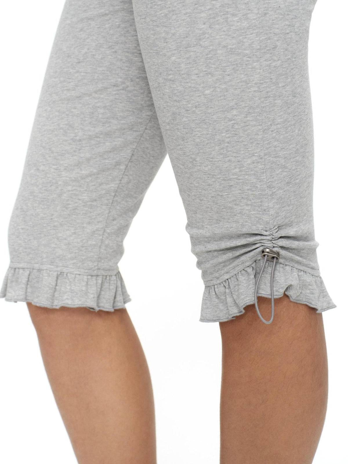 Light Heather Gray Ruffle Hem Slimming Layered Women'S Cotton Leggings