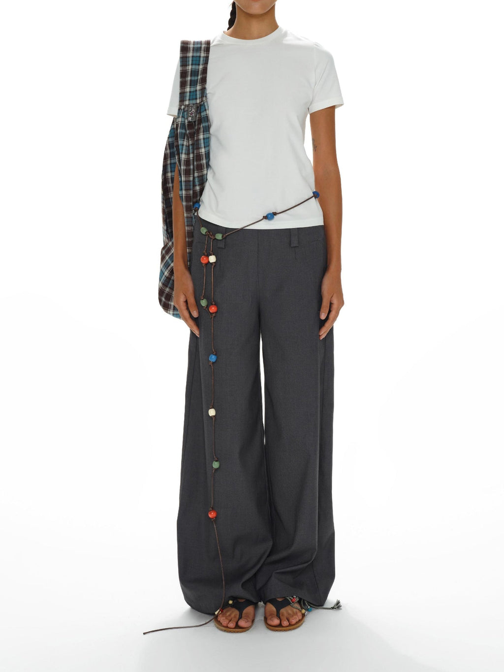 Low Waist Wide Leg Trousers In Black Charcoal