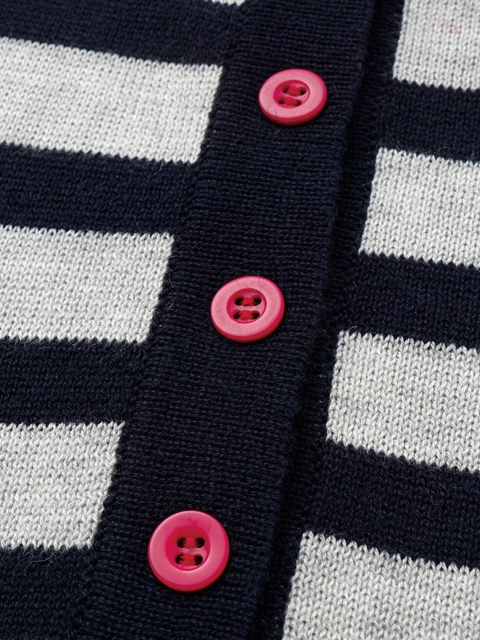 Navy Stripe Hooded Colorblock Retro Knit Women'S Cotton Button-Up Cardigans