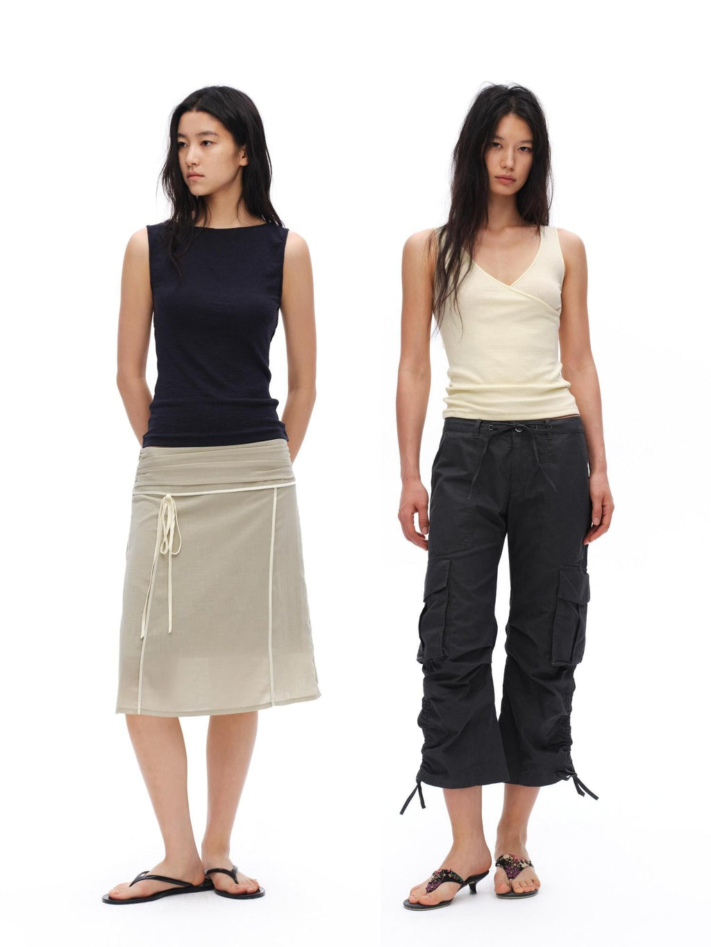 Reversible V-neck H Silhouette Slim Short Women'S Lyocell Linen Blend Tank Tops