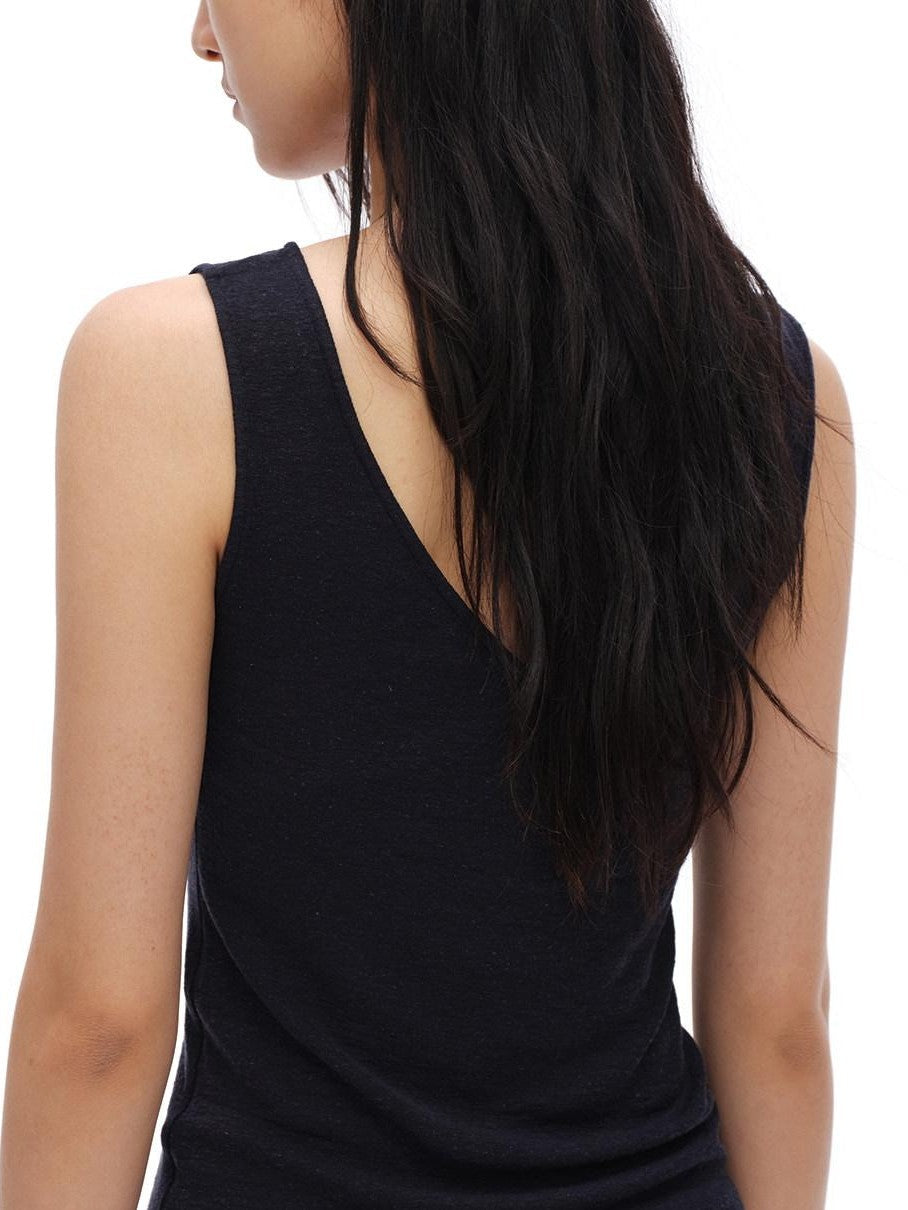 Reversible V-neck H Silhouette Slim Short Women'S Lyocell Linen Blend Tank Tops
