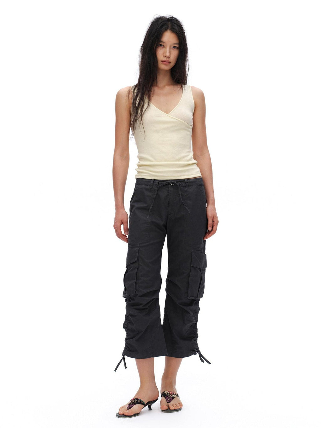 Reversible V-neck H Silhouette Slim Short Women'S Lyocell Linen Blend Tank Tops