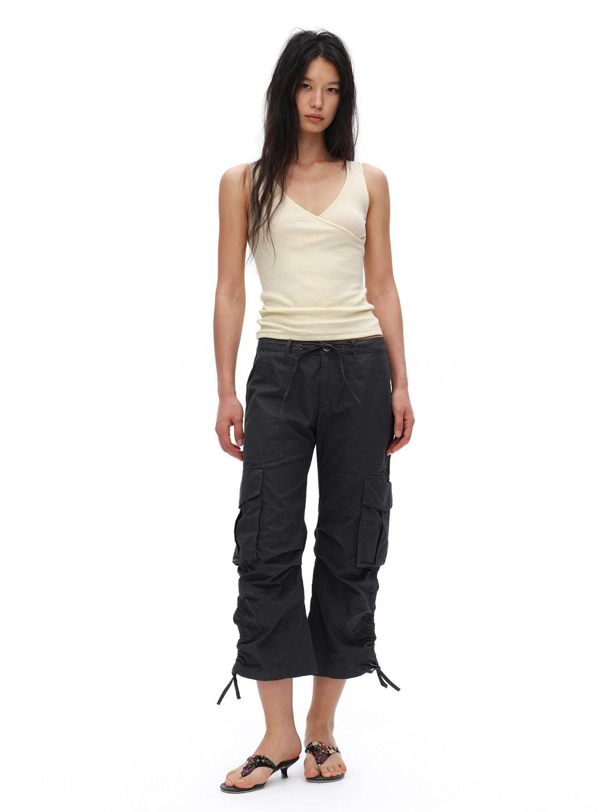 Reversible V-neck H Silhouette Slim Short Women'S Lyocell Linen Blend Tank Tops