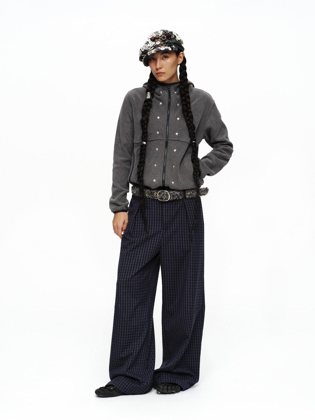 Slim Woven Casual Minimalist Unisex Speckled Gray Pu Metal Pin Buckle Belt