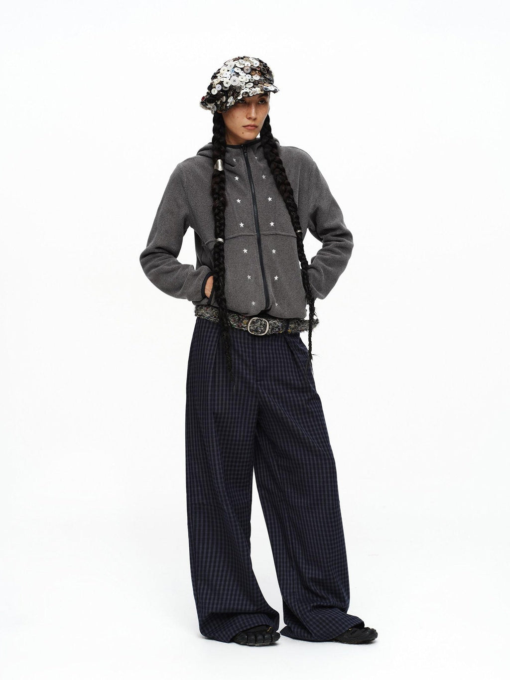 Slim Woven Casual Minimalist Unisex Speckled Gray Pu Metal Pin Buckle Belt