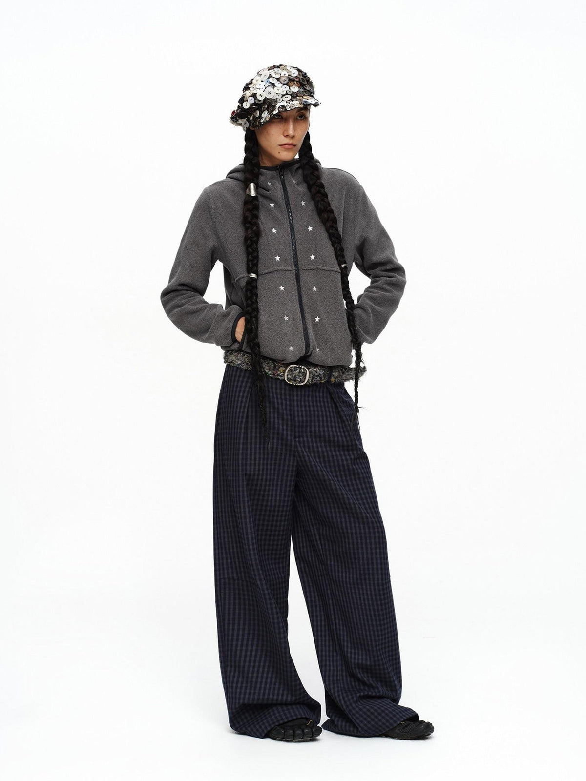 Slim Woven Casual Minimalist Unisex Speckled Gray Pu Metal Pin Buckle Belt