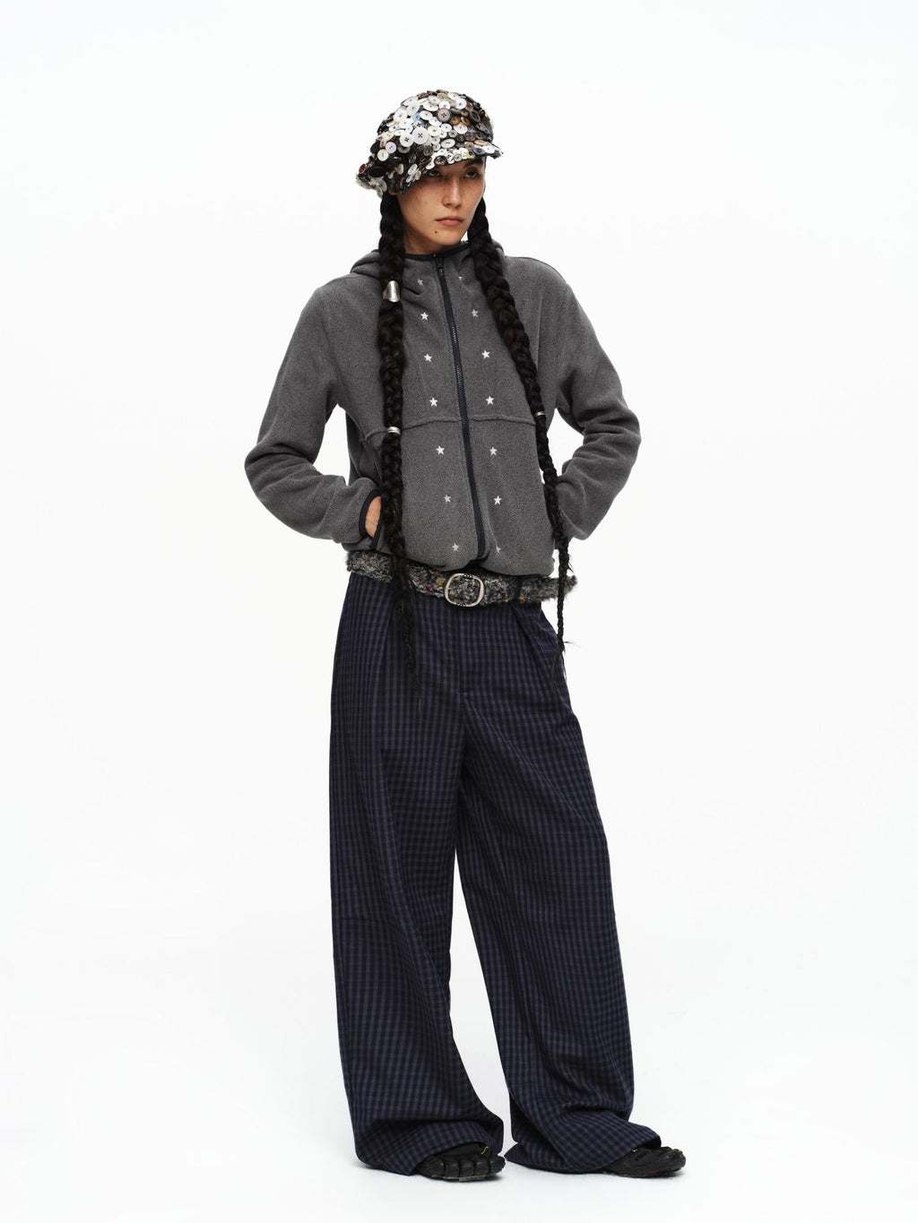 Slim Woven Casual Minimalist Unisex Speckled Gray Pu Metal Pin Buckle Belt