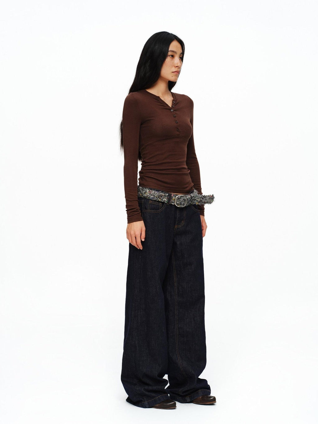 Slim Woven Casual Minimalist Unisex Speckled Gray Pu Metal Pin Buckle Belt