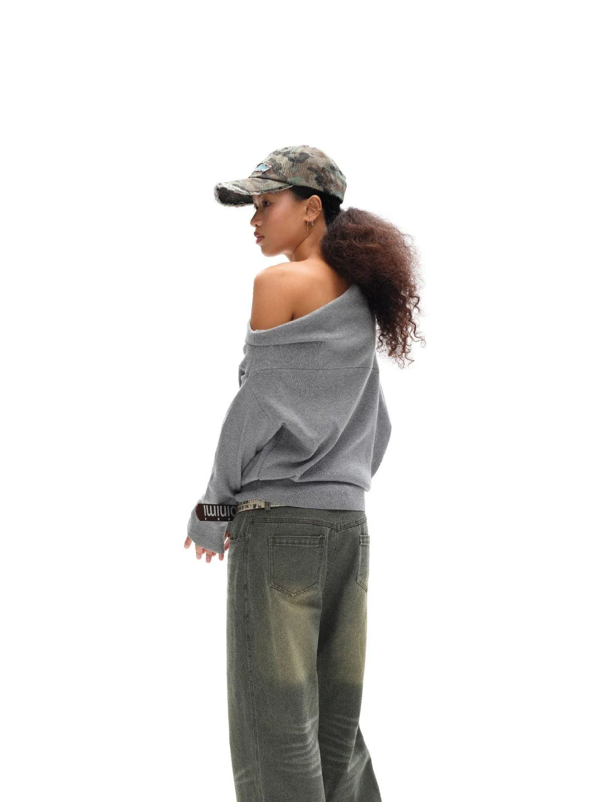 Soft Sculpted Draped Asymmetrical Knit Sweater