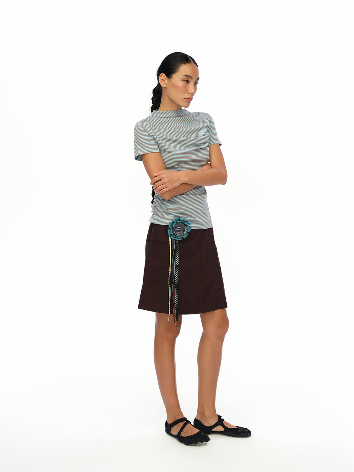 Soft Sculpted Pleated Tee Fitted Waist