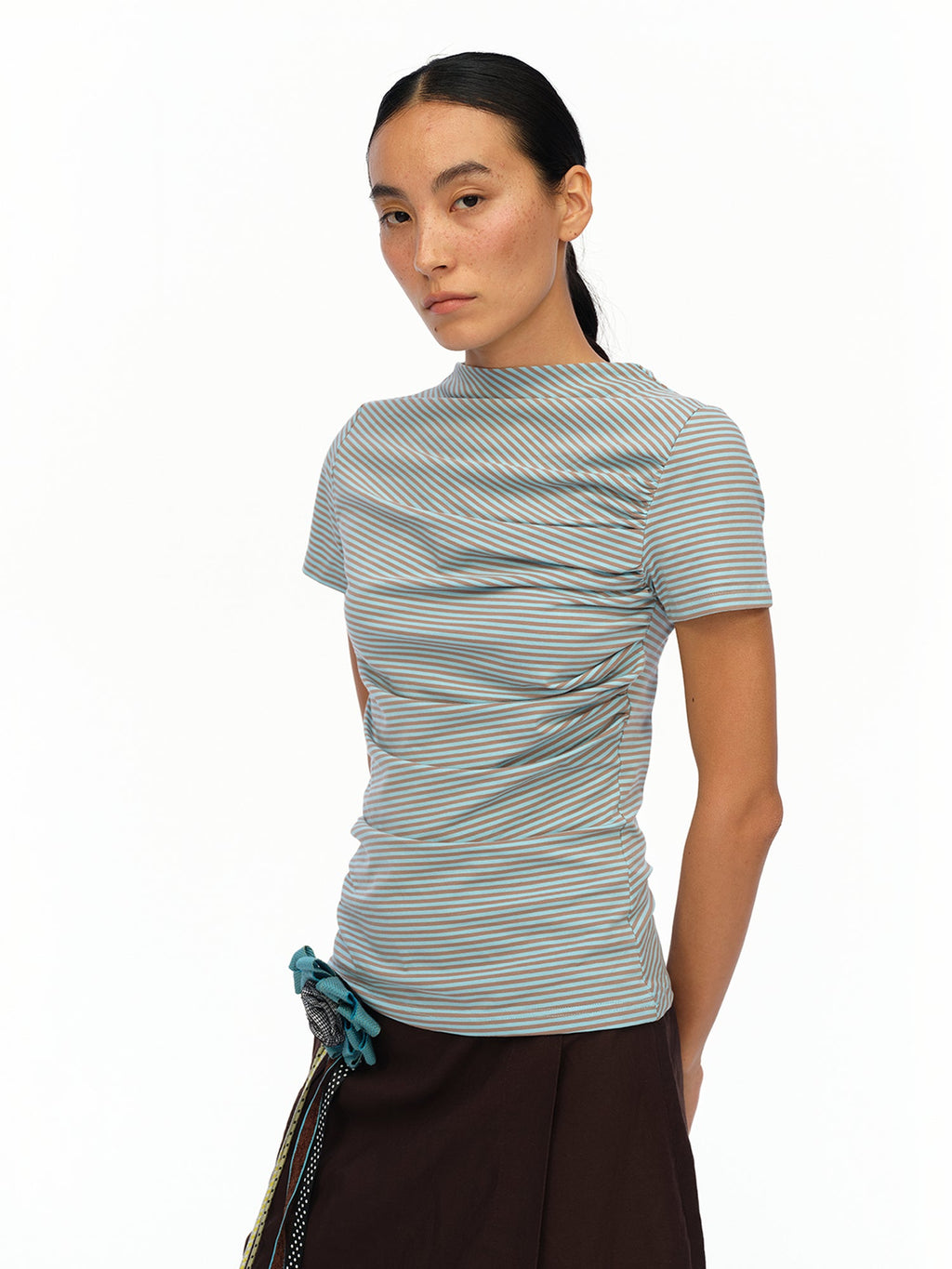 Soft Sculpted Pleated Tee Fitted Waist