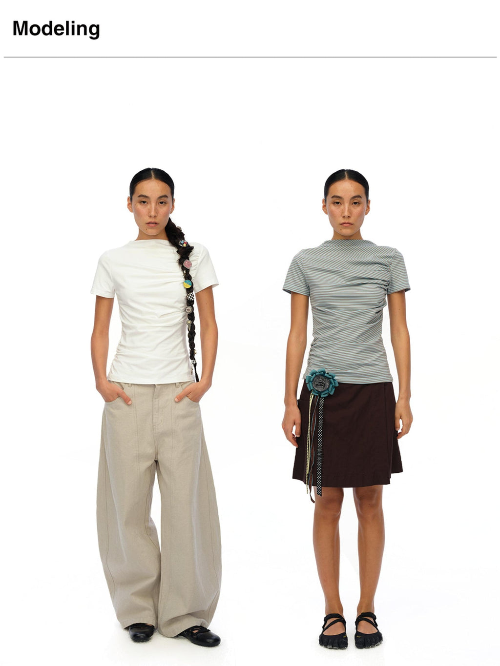 Soft Sculpted Pleated Tee Fitted Waist