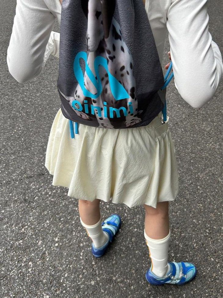 Spotted Puppy Print Reversible Drawstring Women's Polyester Backpacks