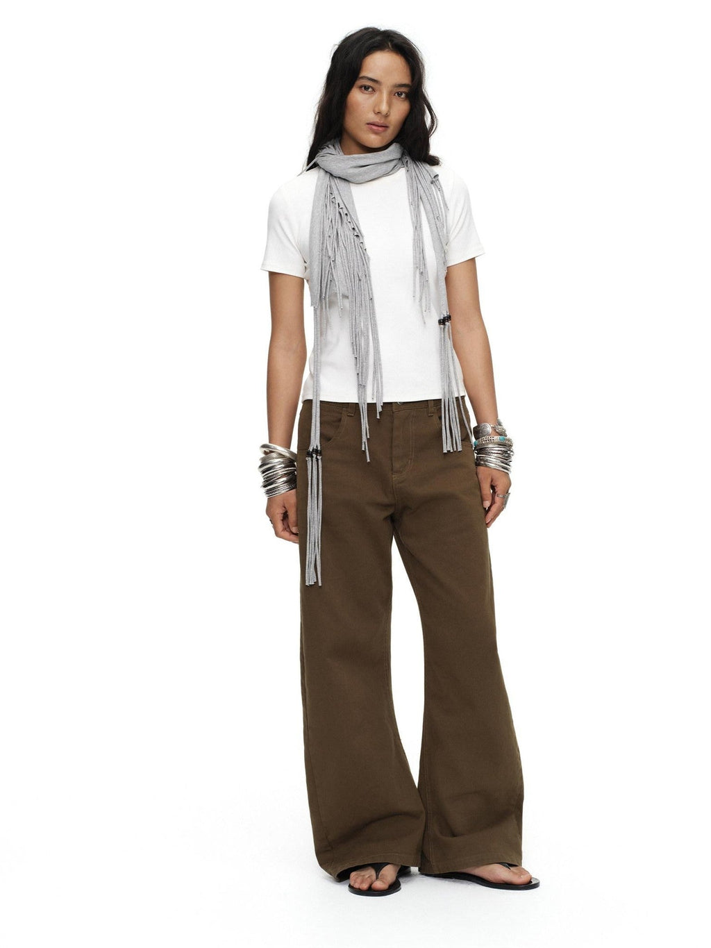 Tea Brown Low Rise Enzyme Wash Button Fly Women'S Cotton Straight-Leg Jeans