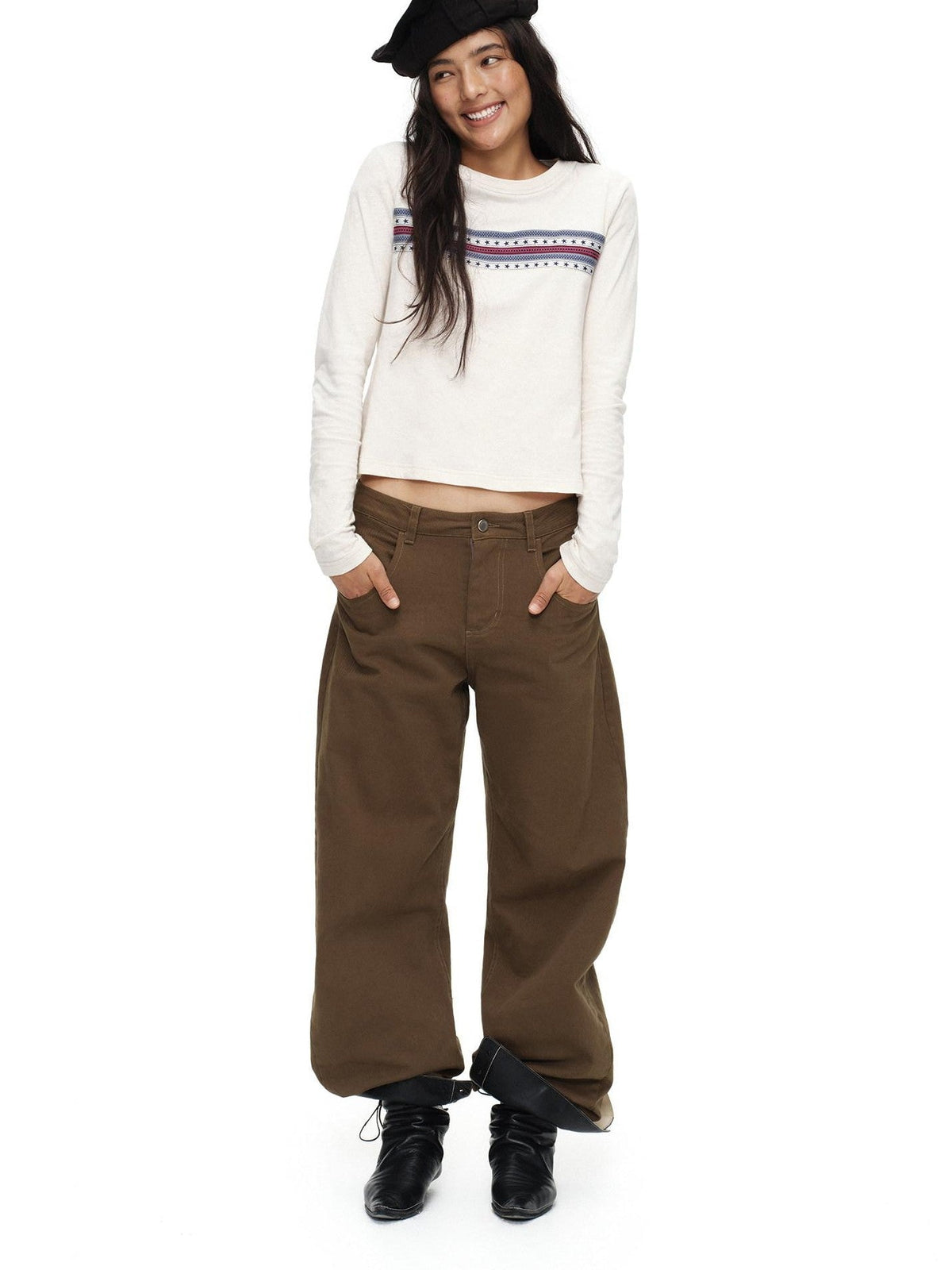 Tea Brown Low Rise Enzyme Wash Button Fly Women'S Cotton Straight-Leg Jeans