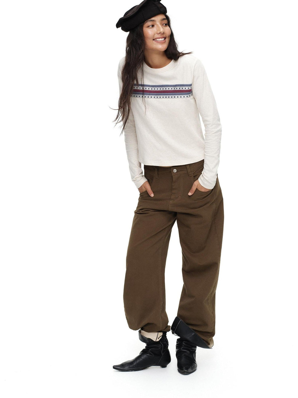 Tea Brown Low Rise Enzyme Wash Button Fly Women'S Cotton Straight-Leg Jeans
