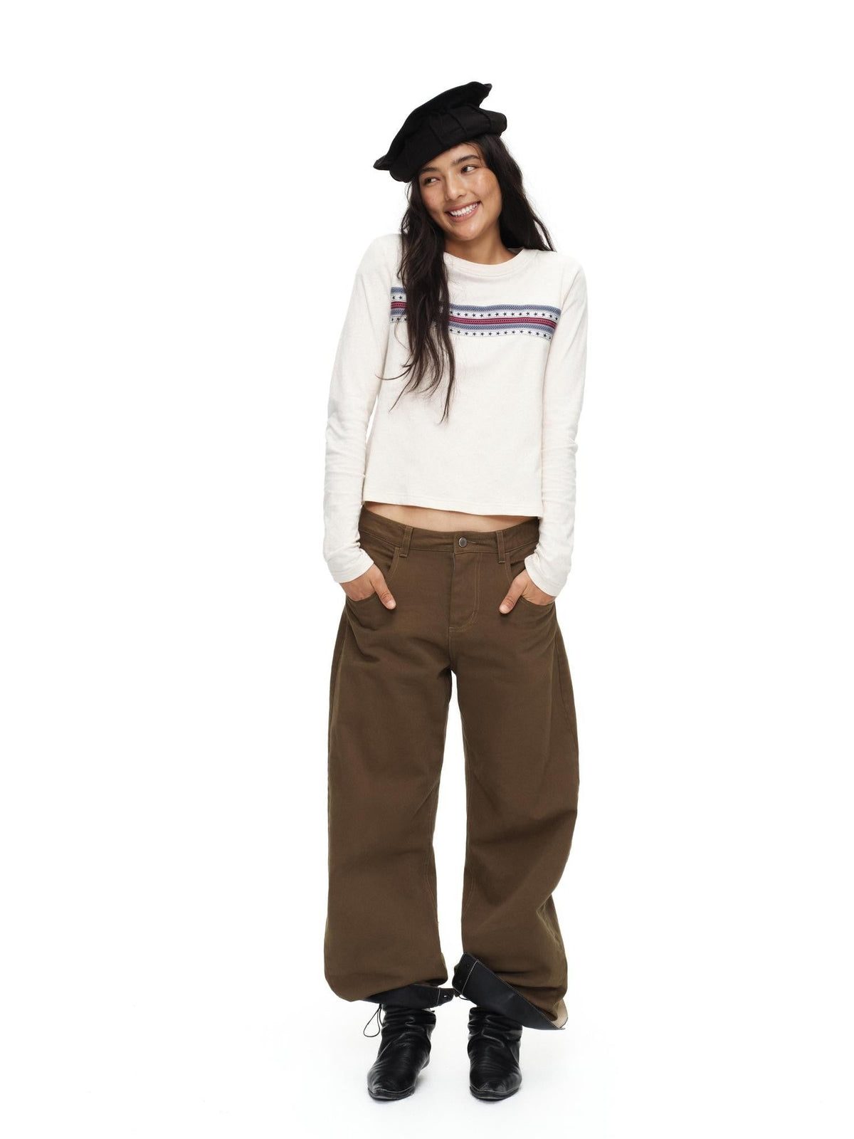 Tea Brown Low Rise Enzyme Wash Button Fly Women'S Cotton Straight-Leg Jeans