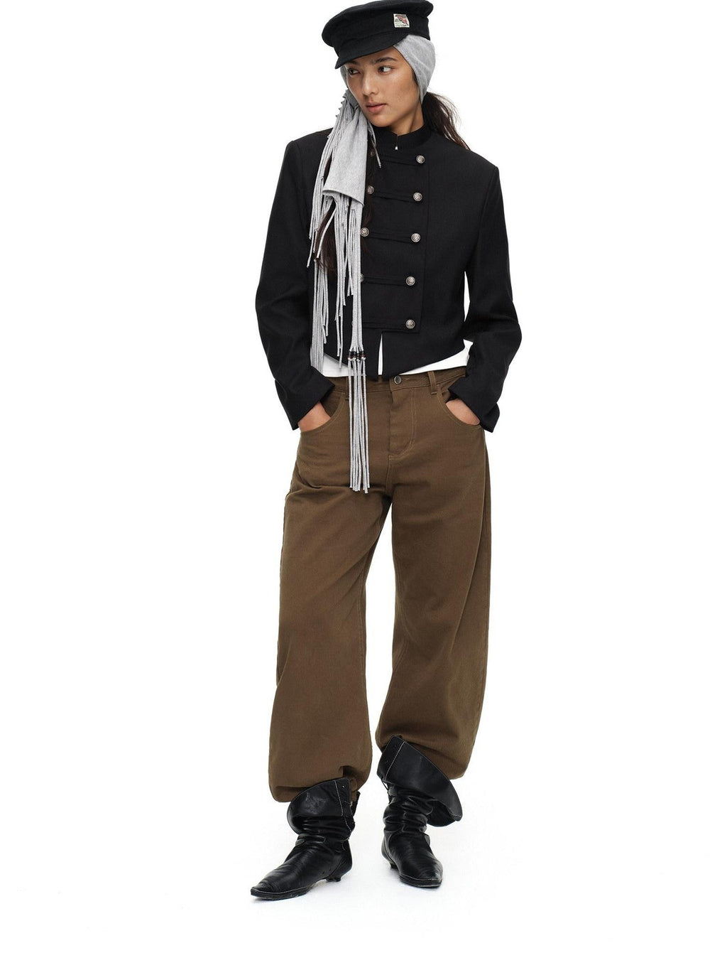 Tea Brown Low Rise Enzyme Wash Button Fly Women'S Cotton Straight-Leg Jeans