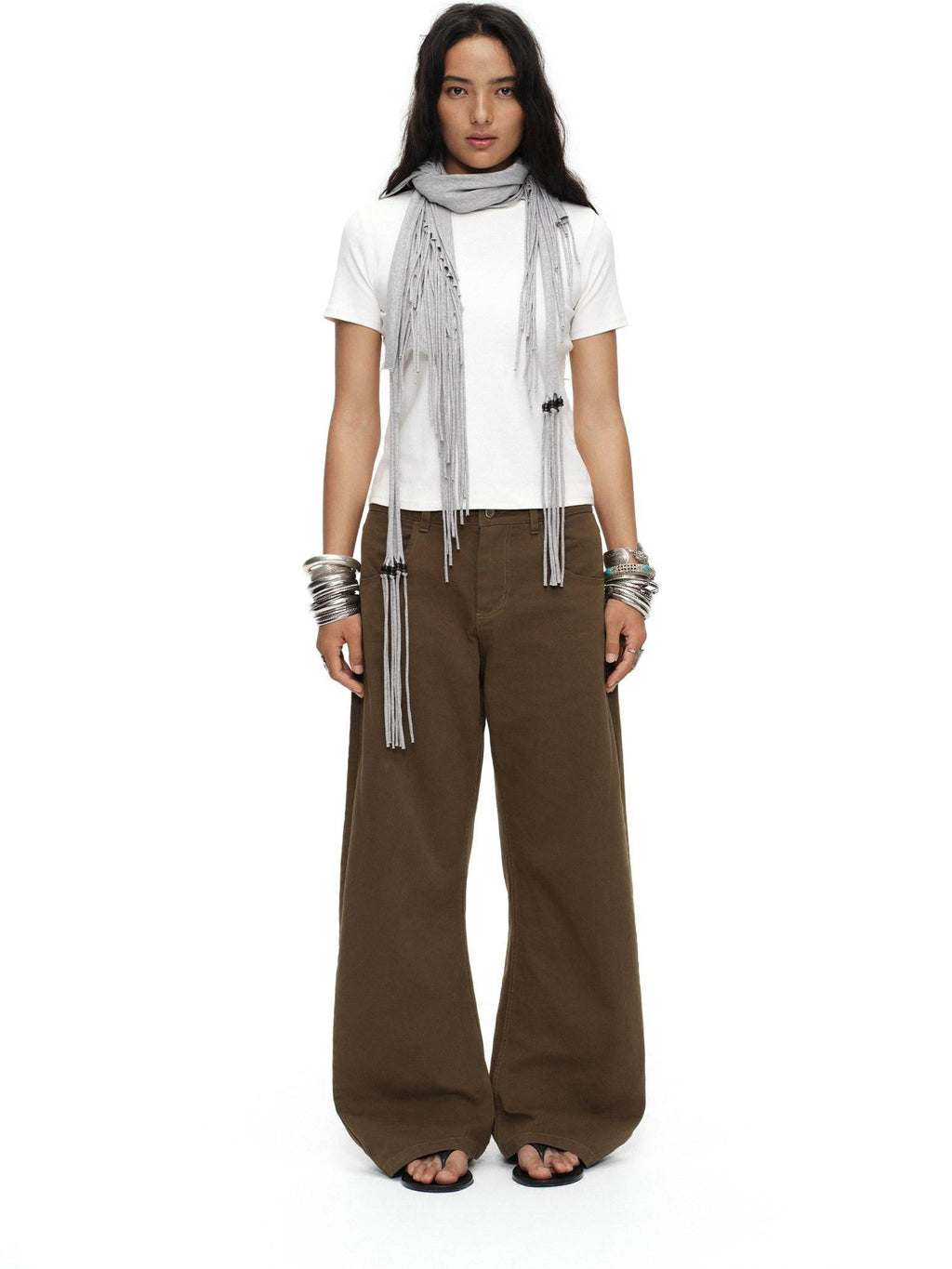 Tea Brown Low Rise Enzyme Wash Button Fly Women'S Cotton Straight-Leg Jeans