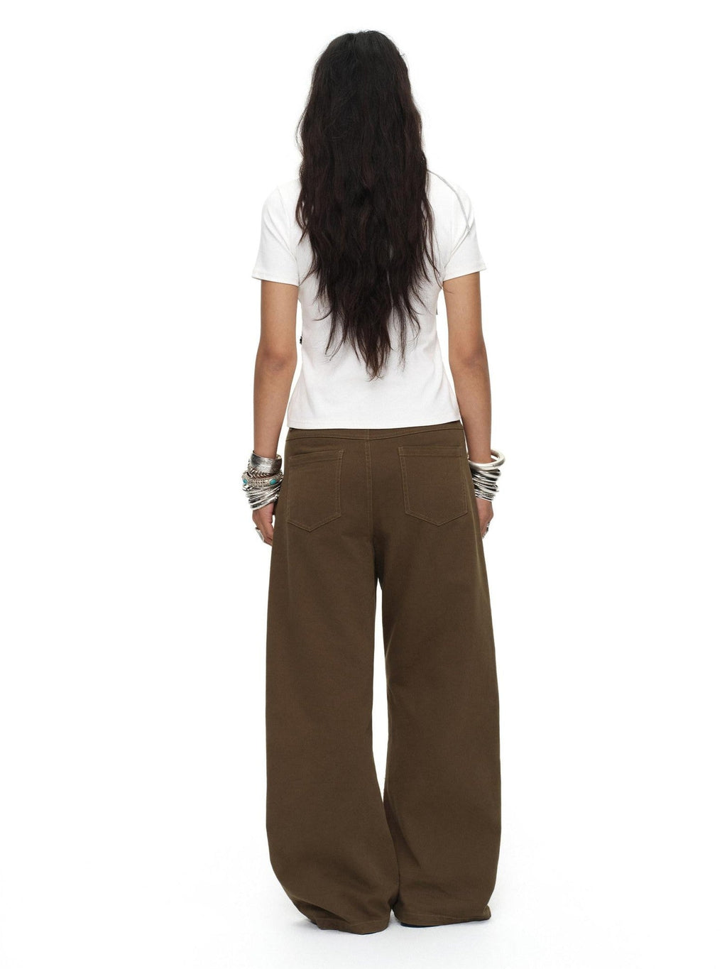 Tea Brown Low Rise Enzyme Wash Button Fly Women'S Cotton Straight-Leg Jeans