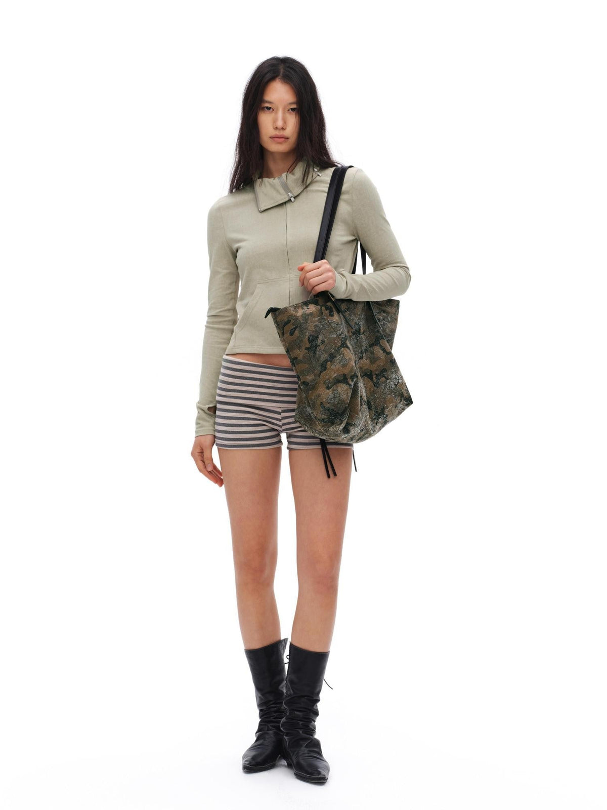 Textured Coated Camouflage Print Women'S Pu Leather Large Shoulder Handbags