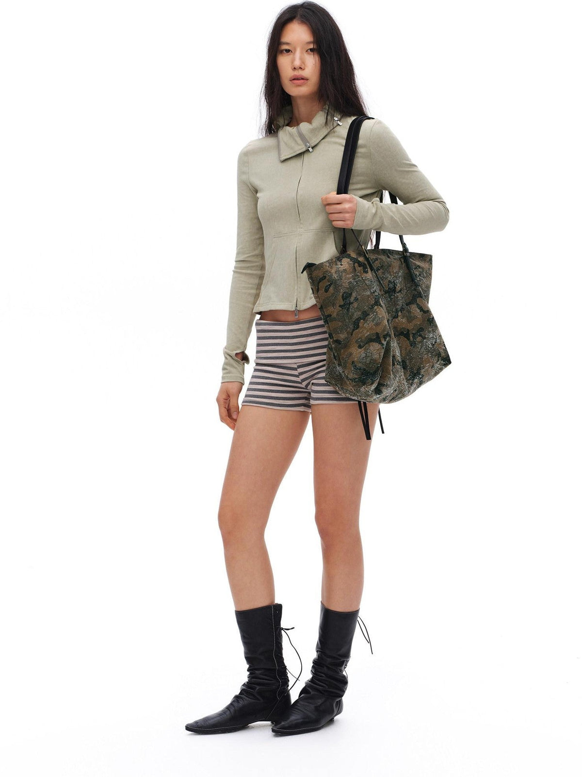 Textured Coated Camouflage Print Women'S Pu Leather Large Shoulder Handbags