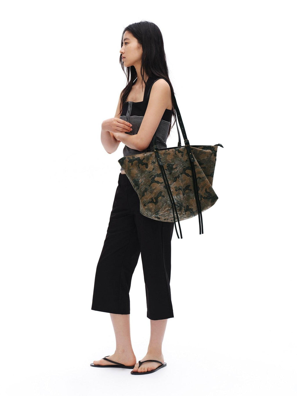 Textured Coated Camouflage Print Women'S Pu Leather Large Shoulder Handbags